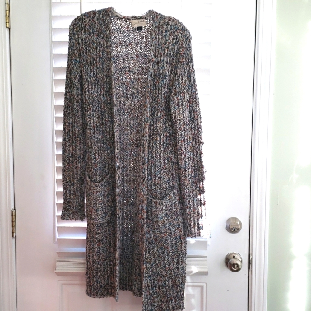 Colorful Long Cardigan Sweater with Pockets